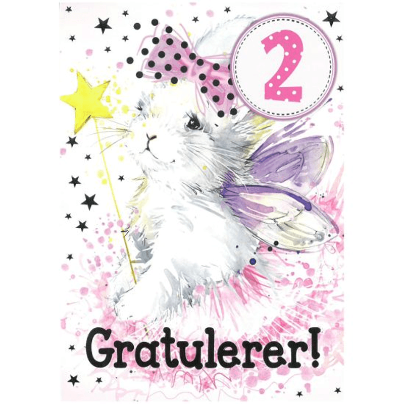 Bursdagskort 2 År- Kanin