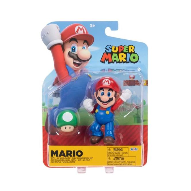 Hovedbilde Super Mario Figur 10 cm - Mario Med 1-Up Mushroom